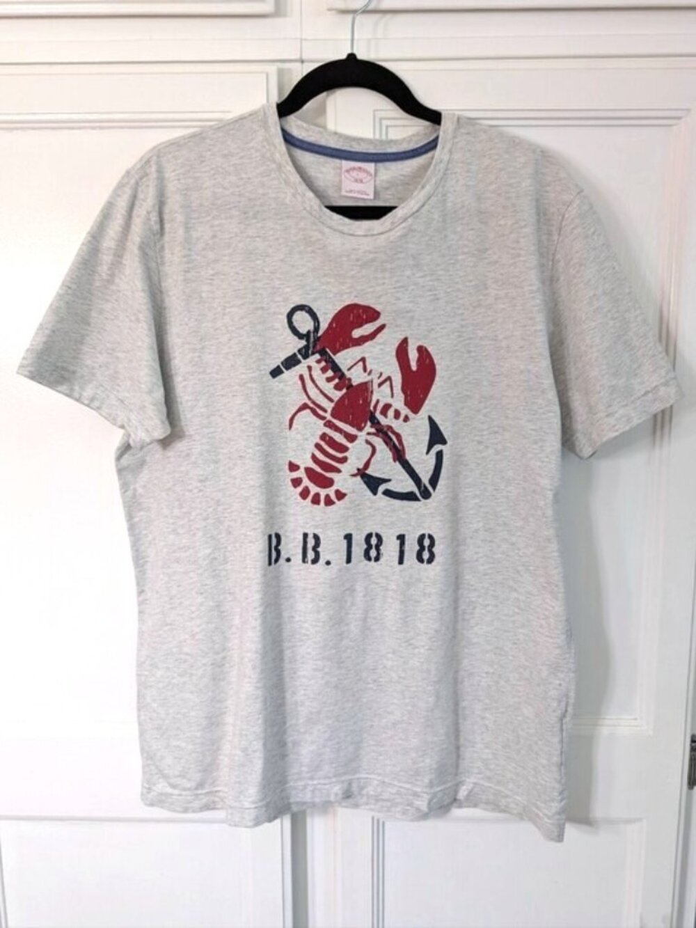 Brooks Brothers Men's Graphic Lobster Anchor Tee - Light Gray Size L